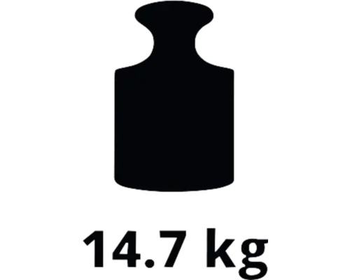 Symbol für ein Gewicht von 14,7 Kilogramm