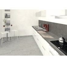 Kücheneinrichtung mit Spüle, Kochfeld und Bar