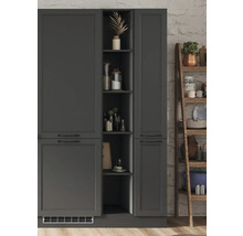 Grauer Küchenschrank mit Regalen zur Aufbewahrung