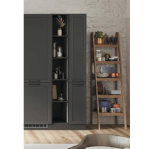 Hoher Küchenschrank mit Regalelement und Regal aus Holz