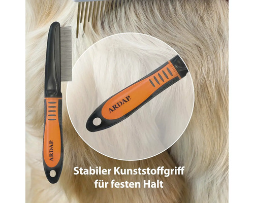 ArdaP Fellpflegekamm für Hunde und Katzen mit Kunststoffgriff