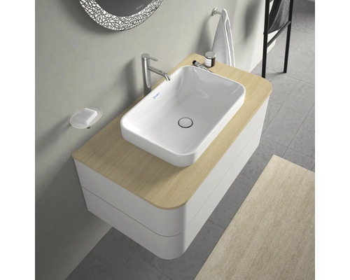 Modernes Badezimmer mit Aufsatzwaschbecken auf Waschtischunterschrank