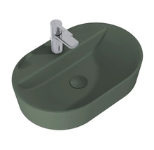 Aufsatzwaschbecken in ovaler Form mit Armatur