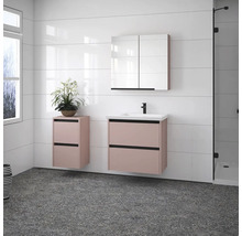 Modernes Badezimmer mit Waschtisch, Spiegelschrank und Pflanze