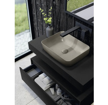 Modernes Badezimmer mit Aufsatzwaschbecken, Waschtischunterschrank und Armatur