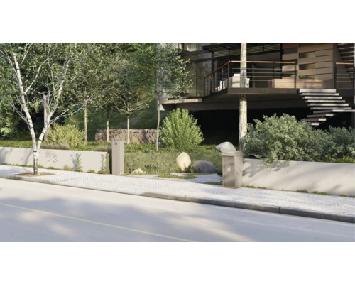 Außenansicht eines modernen Hauses mit Garten