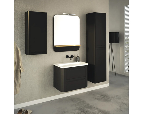 Modernes Badezimmer-Set mit Waschbeckenunterschrank, Spiegelschrank, Seitenschrank und Handtuch