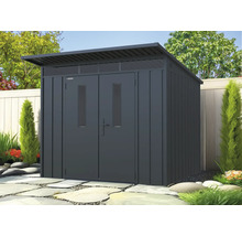 Gartenschrank aus Metall mit Doppeltür und Oberlichtfenstern