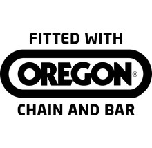 Ausgestattet mit Oregon Kette und Schwert