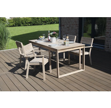 Gartentisch GARDEN PLACE Maja 180/240 x 90 x 76 cm beige aus robustem Akazienholz, Ausziehfunktion, bis zu 8 Sitzplätze