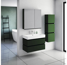 Modernes Badezimmer mit Waschtisch, Spiegelschrank und Regal
