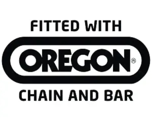 Ausgestattet mit Oregon Kette und Schiene