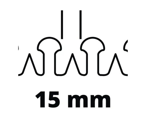 Abbildung einer Drahtklammer mit Angabe von 15 Millimeter