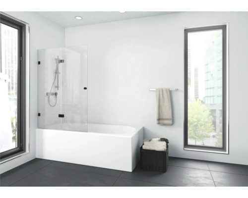 Badewannenfaltwand Aurlane Black Soul 2-teilig 1000x1400 mm Echtglas Klar hell schwarz