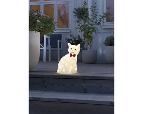Dekorative Katzenfigur mit Schleife für den Außenbereich