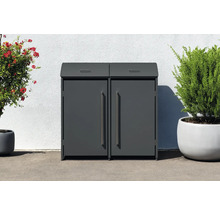 Mülltonnenbox mit zwei Türen vor einer Wand