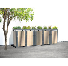 Mülltonnenbox für mehrere Mülltonnen mit Bepflanzung auf dem Dach