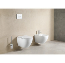 Wandtiefspülklosett-Set Form & Style Samar ohne Spülrand weiß glänzend mit WC-Sitz und Turbo-Flush-Technologie