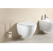 Wandtiefspülklosett-Set Form & Style Samar ohne Spülrand weiß glänzend mit WC-Sitz und Turbo-Flush-Technologie
