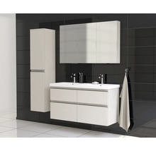 Modernes Badezimmerensemble mit Waschtisch, Spiegelschrank und Hochschrank