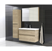 Badezimmer-Set mit Waschtisch, Spiegelschrank und Hochschrank im modernen Design