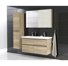 Badezimmer-Set mit Waschtischunterschrank, Spiegelschrank und Hochschrank im modernen Design