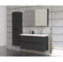Modernes Badezimmerensemble mit Waschtisch, Spiegelschrank und Hochschrank