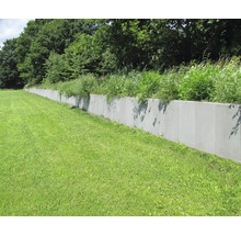 Lange Gartenmauer aus Beton mit Bewuchs