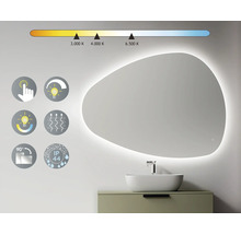 Beleuchteter Spiegel mit Touchfunktion, einstellbarer Farbtemperatur, Antifog-Funktion, Schutzart IP44 und 90-Grad-Drehfunktion im Badezimmer