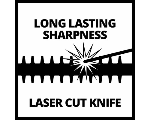 Symbol für langanhaltende Schärfe und Laserschnittmesser