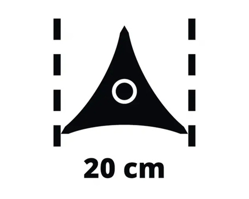 Symbol für eine dreieckige Markise mit einer Seitenlänge von 20 Zentimetern