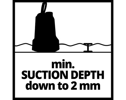 Symbol für eine minimale Saughöhe von 2 mm