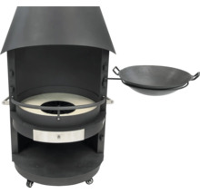 Grillkamin mit Wokpfanne für den Garten