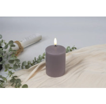LED Echtwachskerze Ø 7 cm H 12,5 cm Wachs violet abgerundet