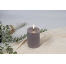 LED Echtwachskerze Ø 7 cm H 12,5 cm Wachs violet flach