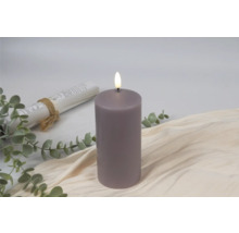 LED Echtwachskerze Ø 7 cm H 17 cm Wachs violet abgerundet