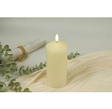 LED Echtwachskerze Ø 7 cm H 17 cm Wachs creme abgerundet