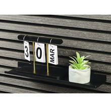 Dekorative Ablage mit immerwährendem Kalender und Kunstpflanze