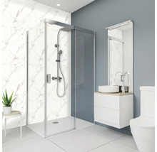 Modernes Badezimmer mit Duschkabine, Waschtisch und Toilette