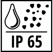 Symbol IP65: Schutz gegen Strahlwasser und Staub