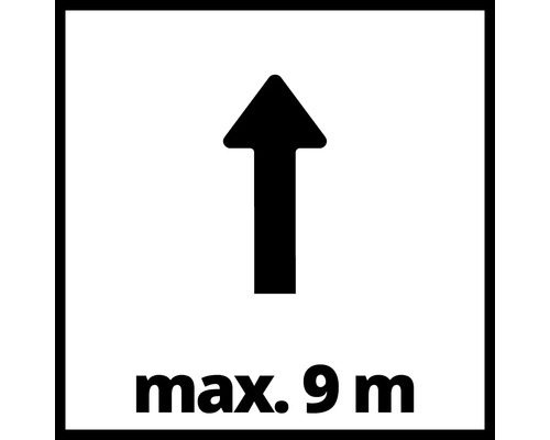 Symbol: Maximal neun Meter in Pfeilrichtung