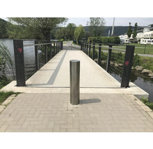 Edelstahlpoller Ø 204 mm geschliffen mit Flachkopf ortsfest