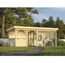Gartenhaus mit Veranda und Glasfront im Garten