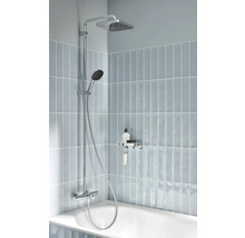 Duschsystem mit Kopf- und Handbrause in einem Badezimmer