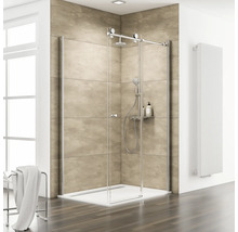 Duschkabine mit Schiebetür in einem hellen Badezimmer