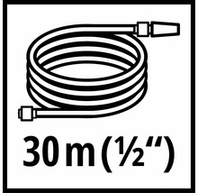Symbol für einen 30 Meter langen Gartenschlauch mit einem Durchmesser von einem halben Zoll.