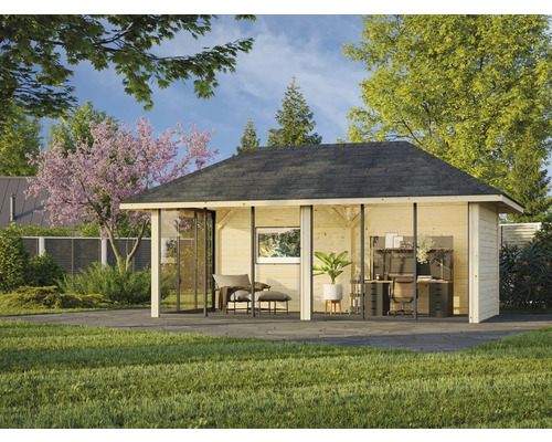 Modernes Gartenhaus mit Büro- und Wohnbereich im Grünen