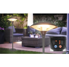 Terrassenheizer mit verschiedenen Heizstufen und Timerfunktion im Garten