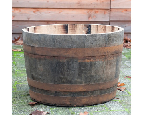 Pflanzkübel Blumenkübel Whiskey Fass Holz Ø 73 H 37 cm 250 l braun Blumenkübel aus Holz mit Metallreifen