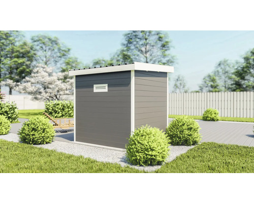 Gartenhaus im Außenbereich mit flachem Dach